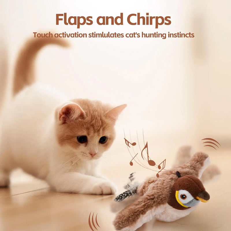 Rechargeable Chirping Bird Toy for Indoor Cats: Interactive Catnip Plush for Endless Fun and Enrichment