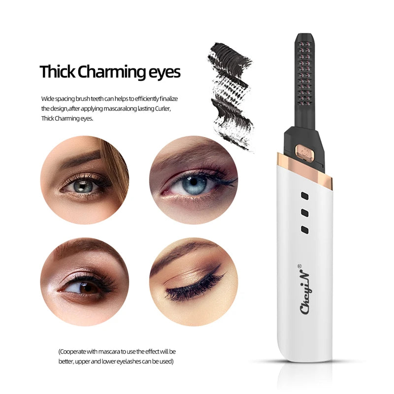 Electric Heated Eyelash Curler: USB Rechargeable Beauty Tool for Long-Lasting, Natural-Looking Lashes!