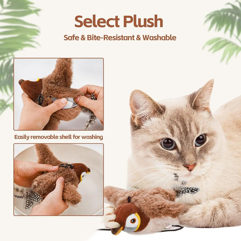 Rechargeable Chirping Bird Toy for Indoor Cats: Interactive Catnip Plush for Endless Fun and Enrichment