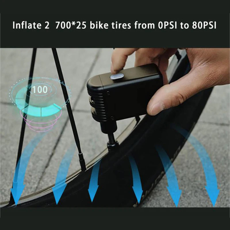 Ultimate 100PSI Portable Electric Bike Pump: Rechargeable Tire Inflator for Effortless Motorcycle & Bicycle Adventures!