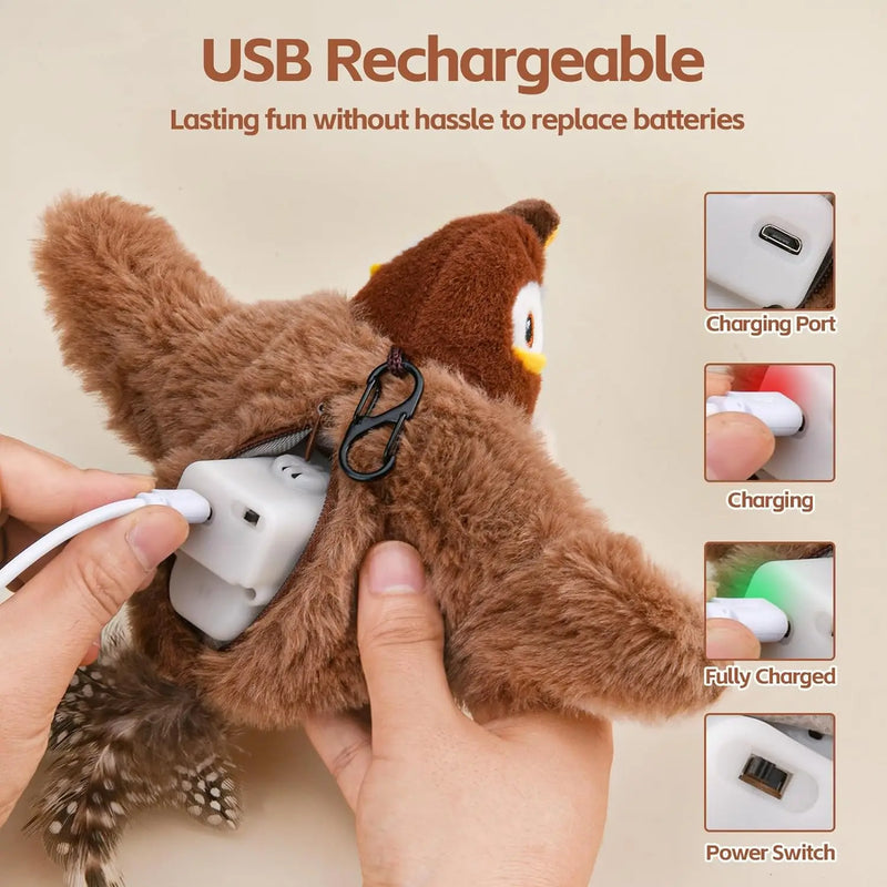 Rechargeable Chirping Bird Toy for Indoor Cats: Interactive Catnip Plush for Endless Fun and Enrichment