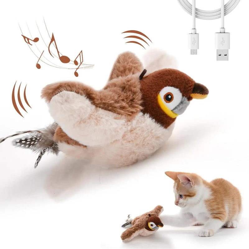 Rechargeable Chirping Bird Toy for Indoor Cats: Interactive Catnip Plush for Endless Fun and Enrichment